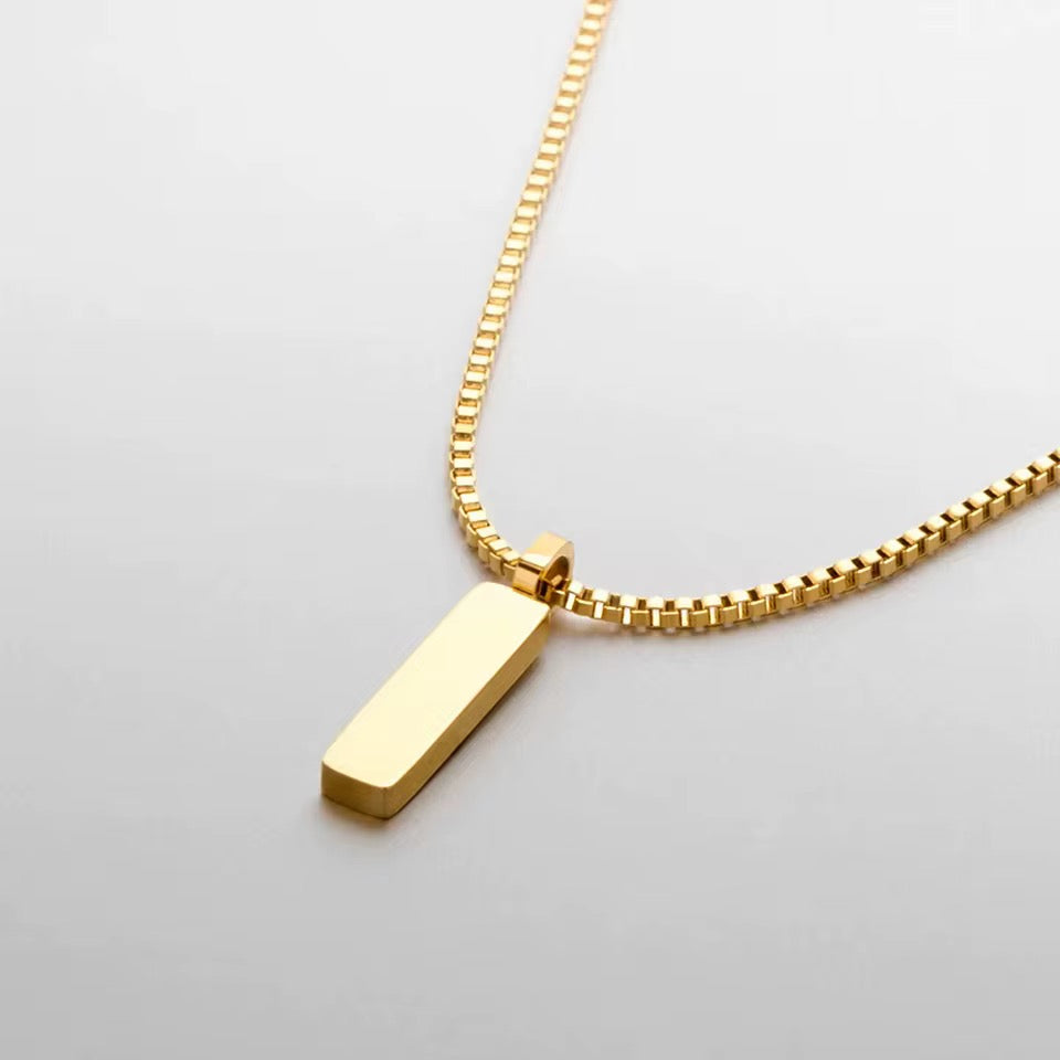 BOX CHAIN PENDANT NECKLACE